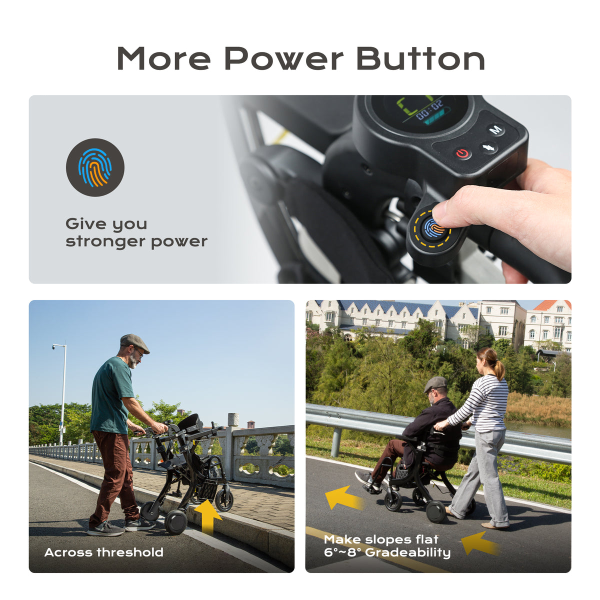 Sinceborn 4 in 1 Rollator Walker Electric Wheelchair Combo,Electric Rollator Walker with Power Assist,Foldable Lightweight Transport Wheelchair,600W Magnesium Alloy Motor–Ideal for Elderly & Rehab